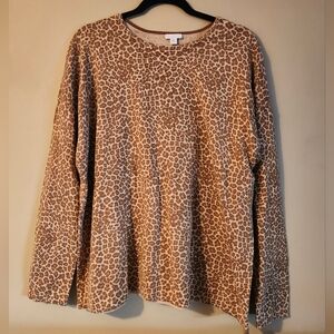 J.Jill Tan And Brown Animal Print Sweater